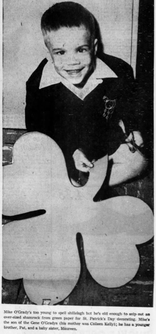 Mike O'Grady with over-sized shamrock